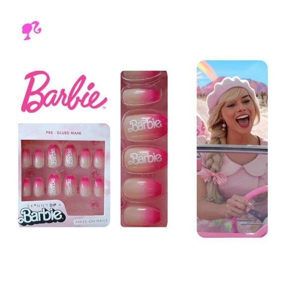 BARBIE Women's Press-On Nails OMBRE False Nails Skinny Dip 24 Nails Pink - Picture 1 of 7